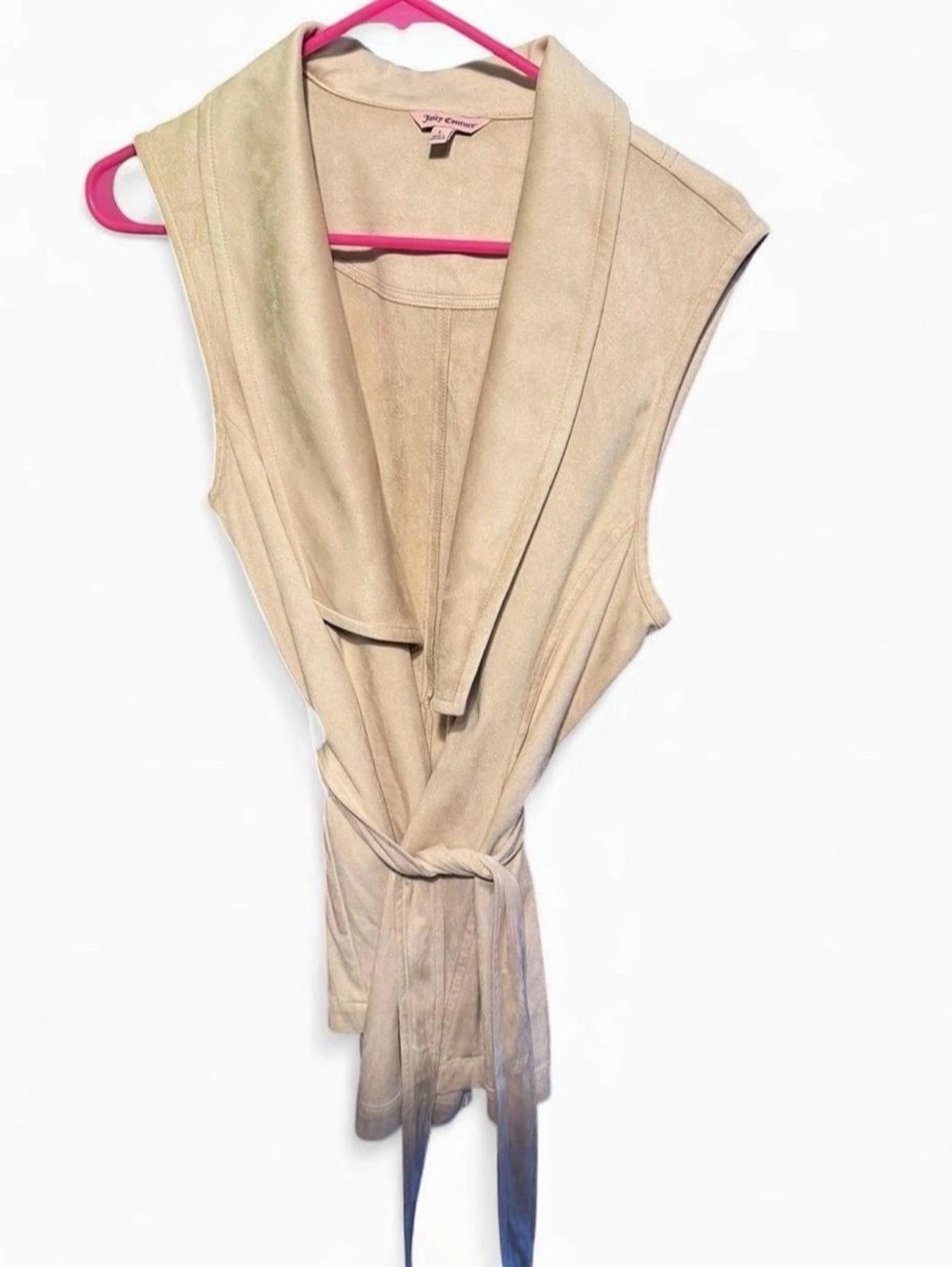 Juicy Couture Draped Tie-Waist Vest in Beige Large Like New